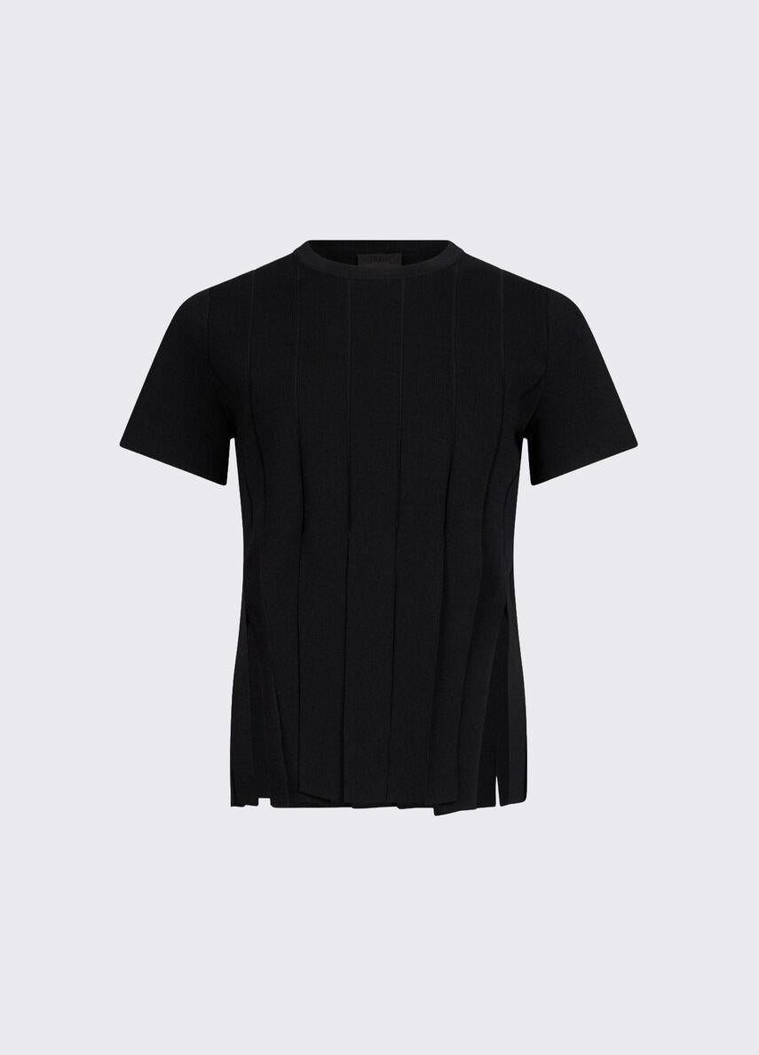 t-shirt in maglia con frange CA6110MS55N 22222 LIU JO BLACK 