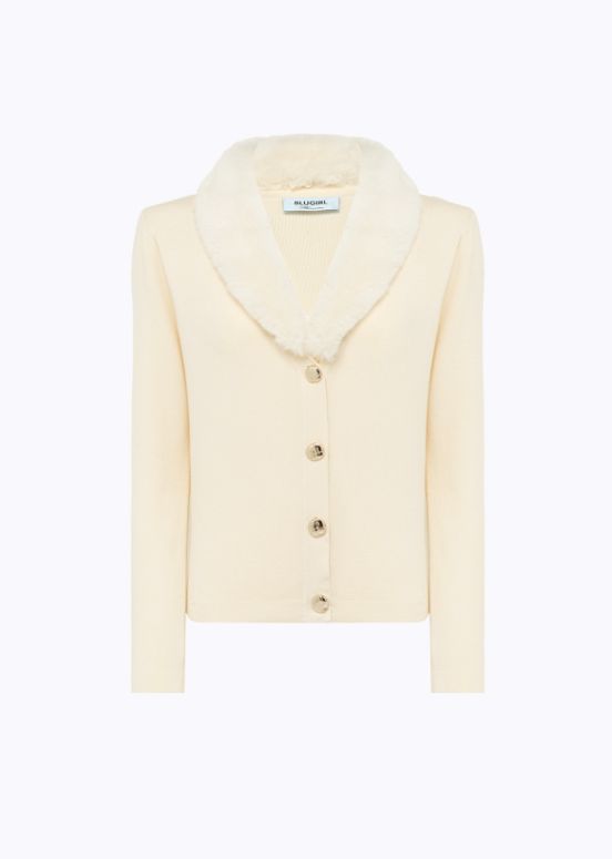 cardigan con collo faux fur RF4019MAB01 10110 Blugirl 