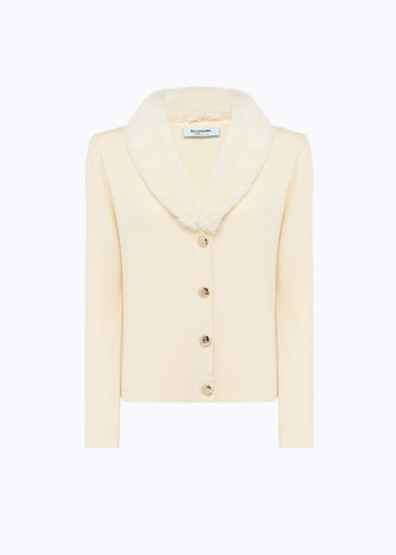 cardigan con collo faux fur RF4019MAB01 10110 Blugirl 