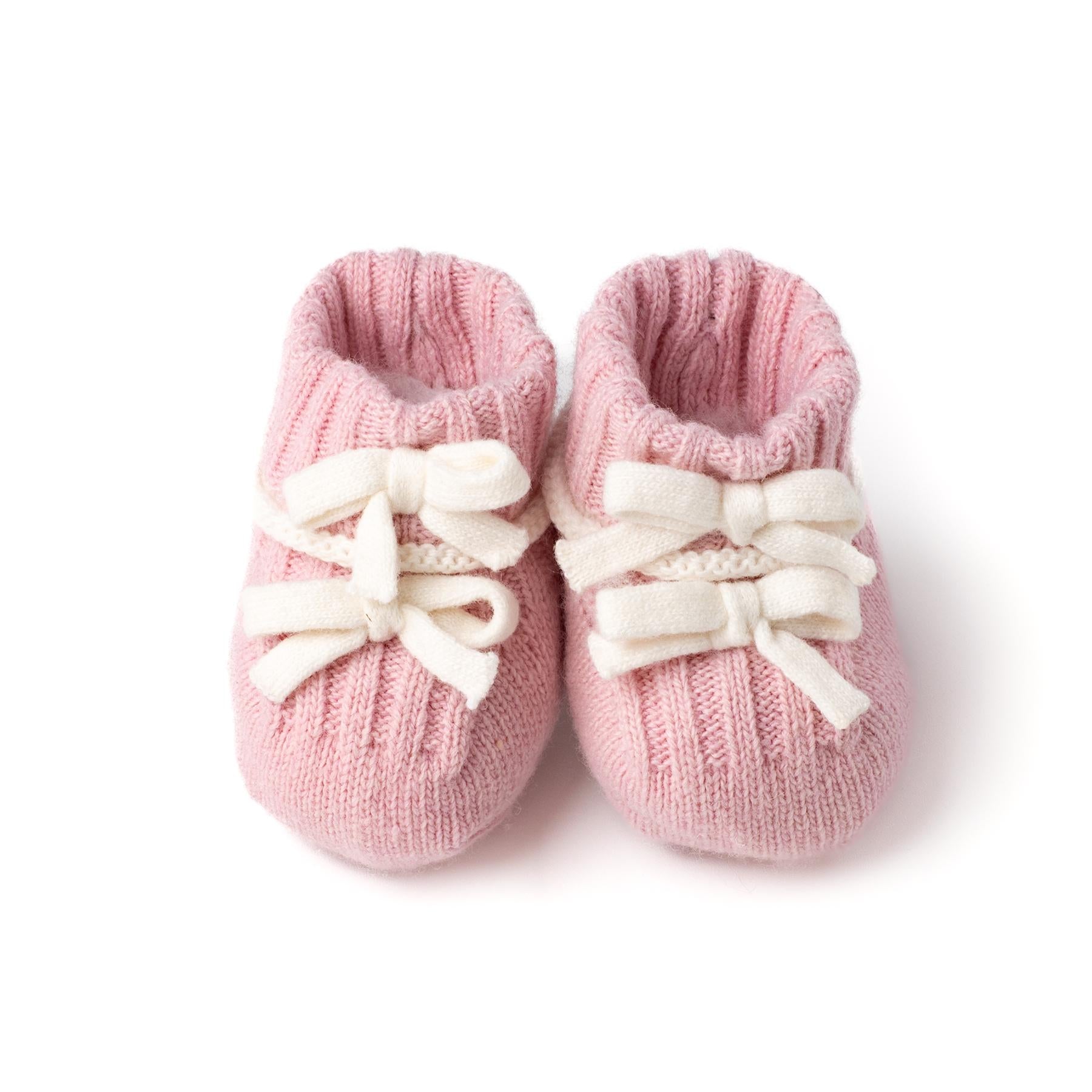 scarpina in maglia con fiocco C62683 ROSA/PANNA COCCODE' 