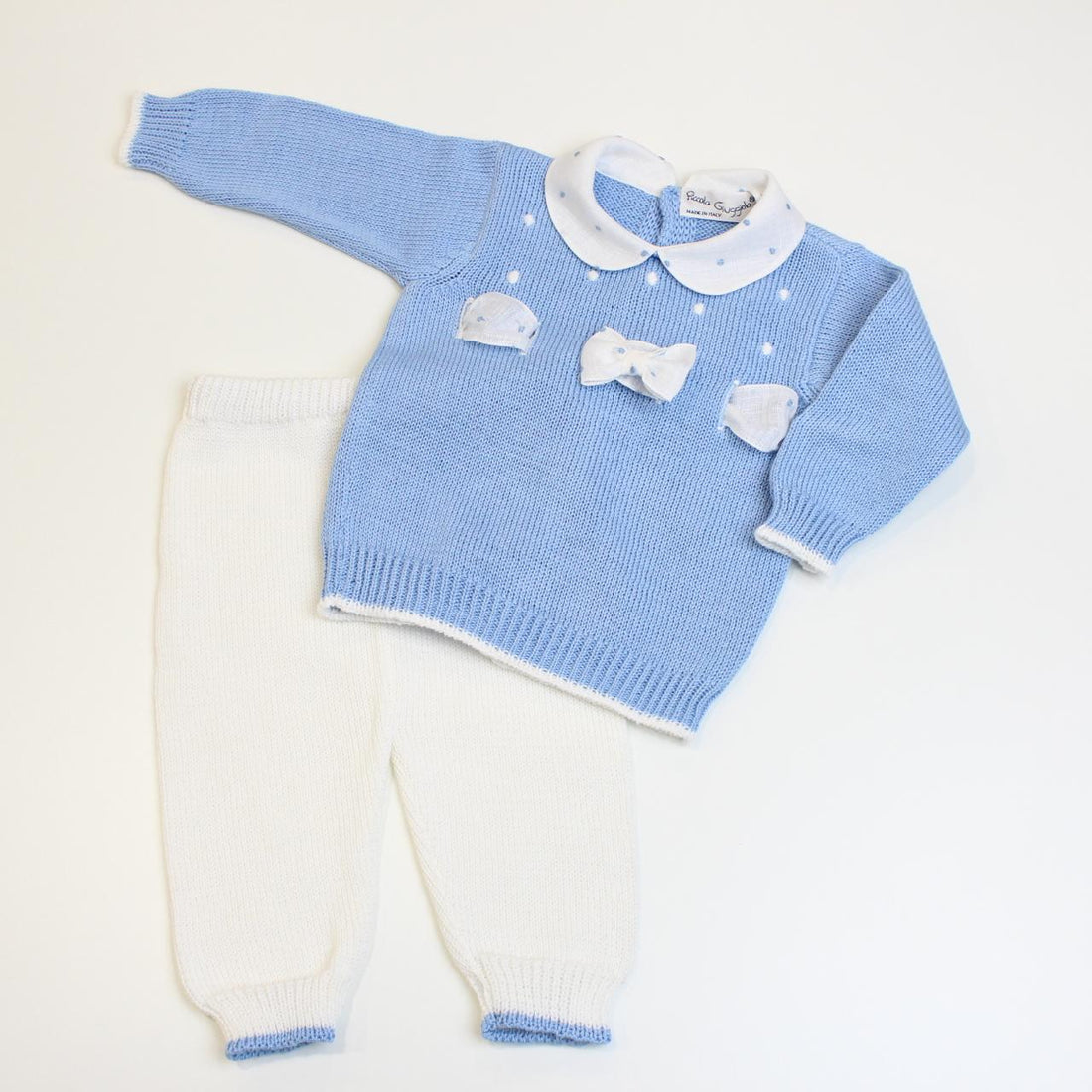COMPLETINO NASCITA TEDDY in cotone TEDDY COPRIFASCE CIELO/AVORIO PICCOLA GIUGGIOLA 