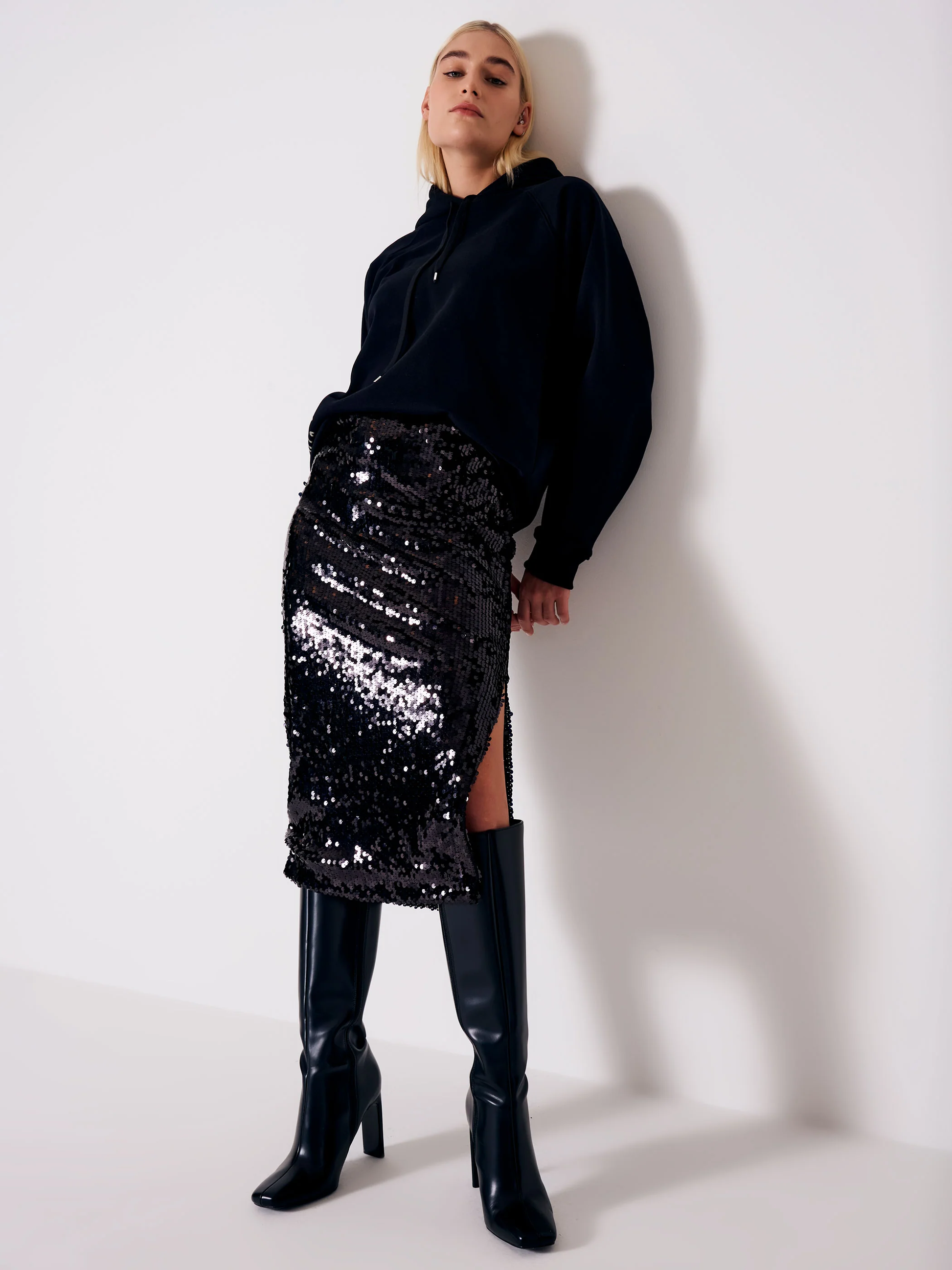 gonna lunga full pailettes TR1364 NERO VICOLO 