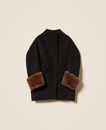 cappotto in panno velour con faux fur 252AT2241 00006 TWINSET ACTITUDE 
