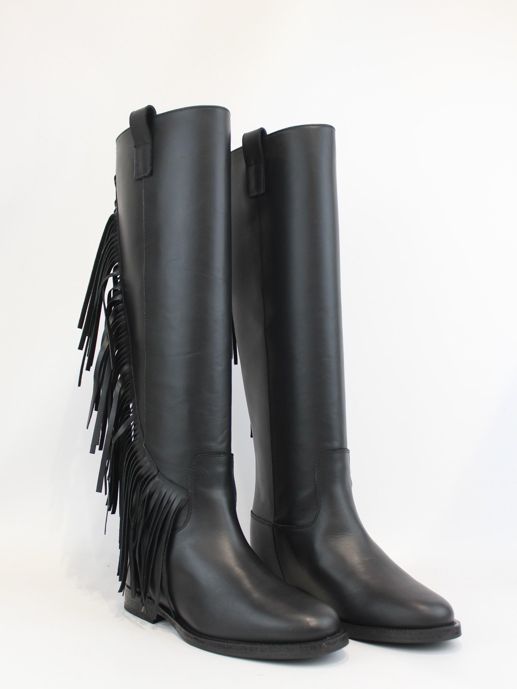 stivali con applicazioni frange 4419 NERO VIA ROMA 15 