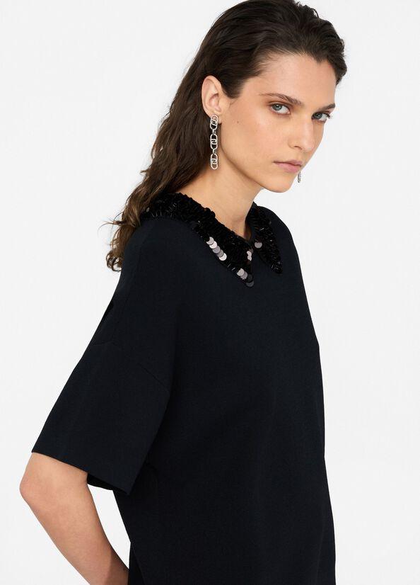 maglia con pailettes CF5038MS55N 22222 LIU JO BLACK 