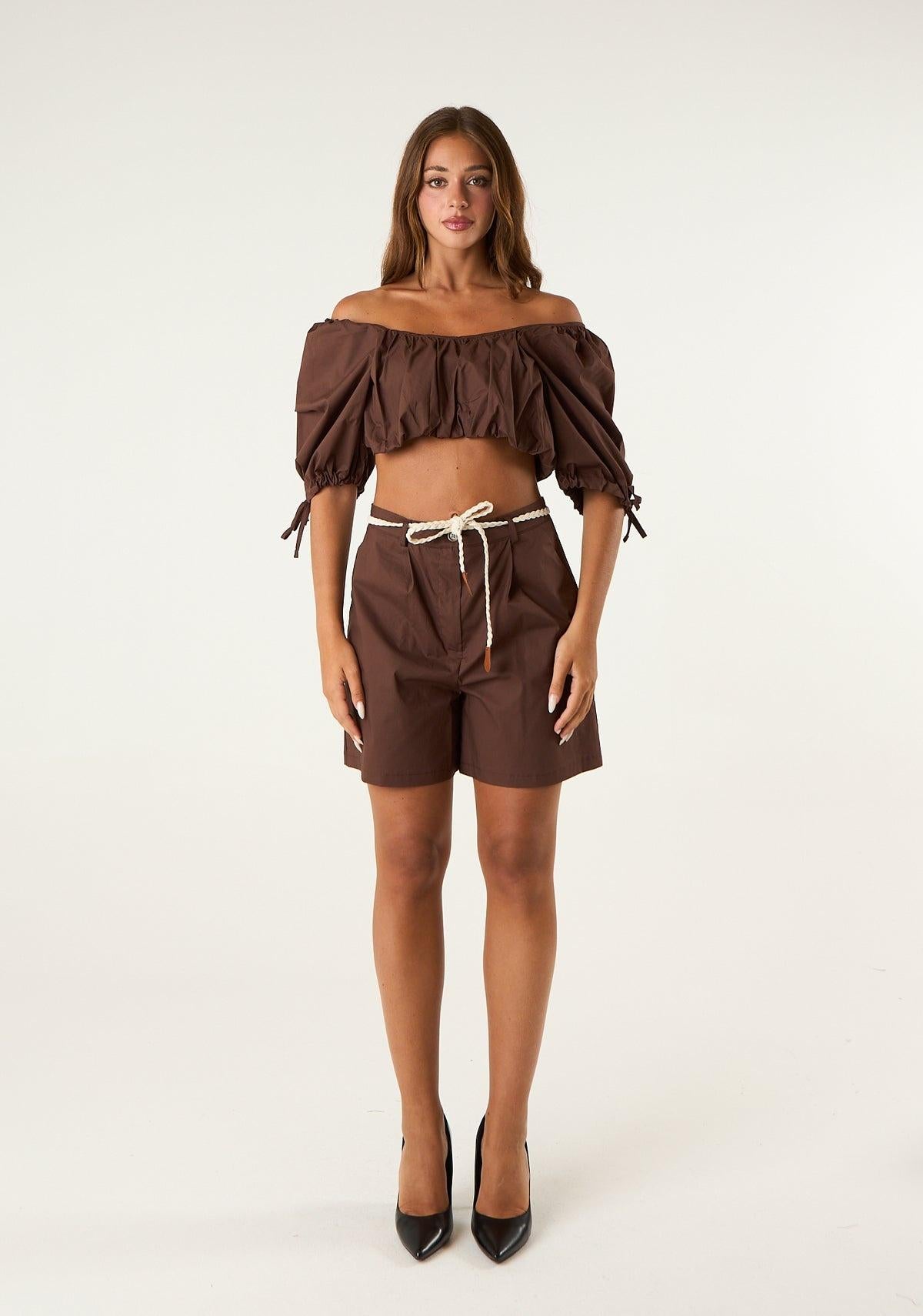 coordinato top e shorts TAB2618 NOCCIOLA VICOLO 