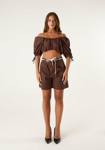 coordinato top e shorts TAB2618 NOCCIOLA VICOLO 
