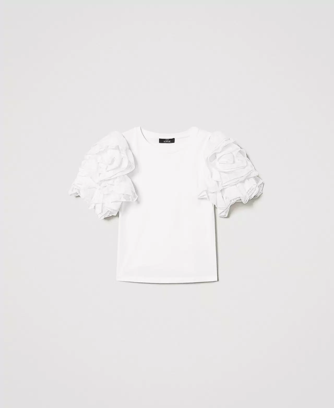 t-shirt con maniche in organza 251AP2413 00840 TWINSET ACTITUDE 