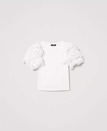 t-shirt con maniche in organza 251AP2413 00840 TWINSET ACTITUDE 