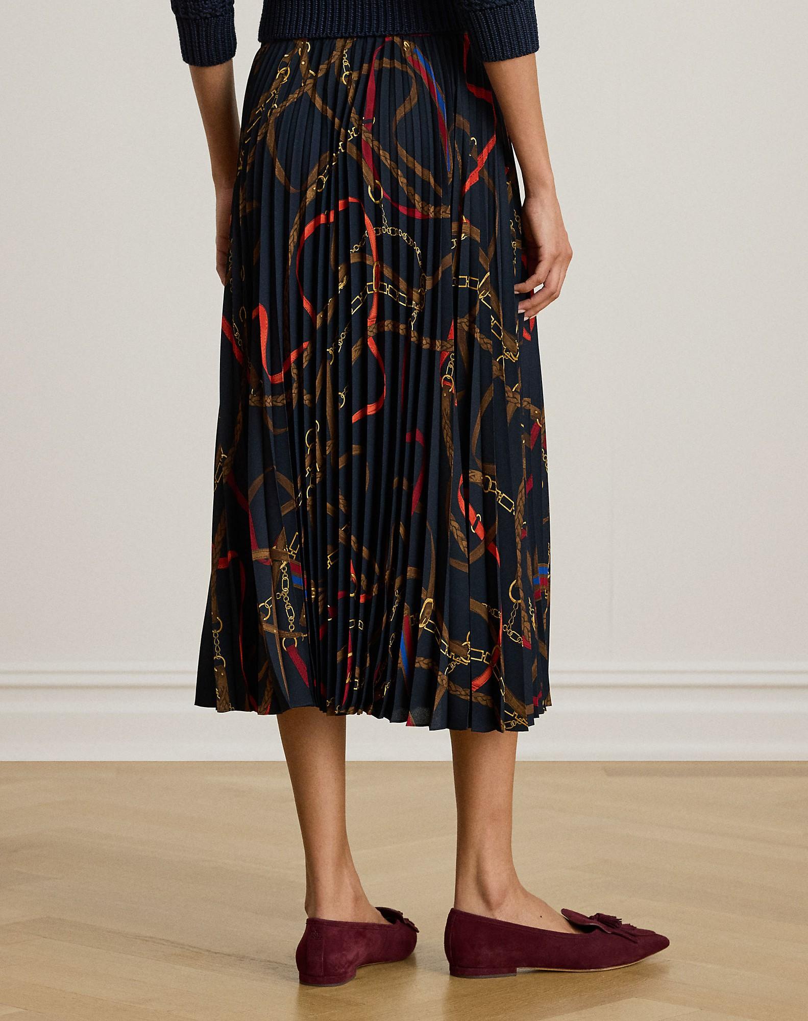 gonna plissettata con stampa cintura 200-P03550 001 LAUREN RALPH LAUREN 