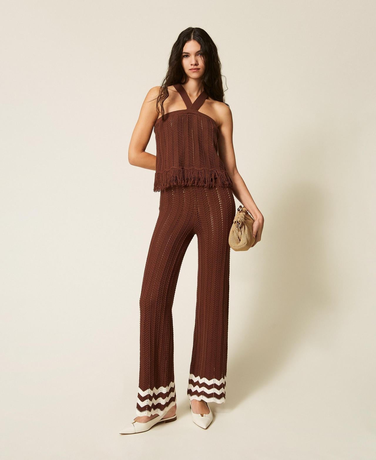 pantalone con dettaglio zigzag 261AP3062 13363 TWINSET ACTITUDE 