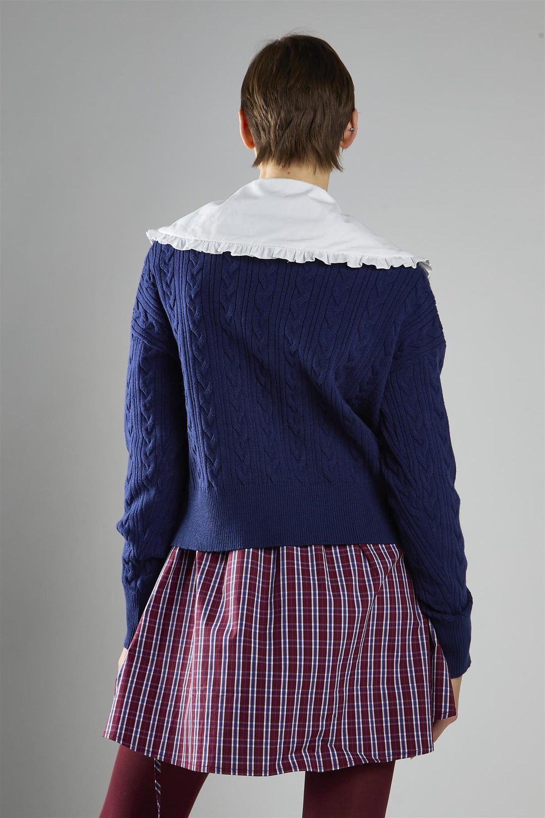 cardigan in maglia a balze AC4387 NAVY GLAMOROUS 