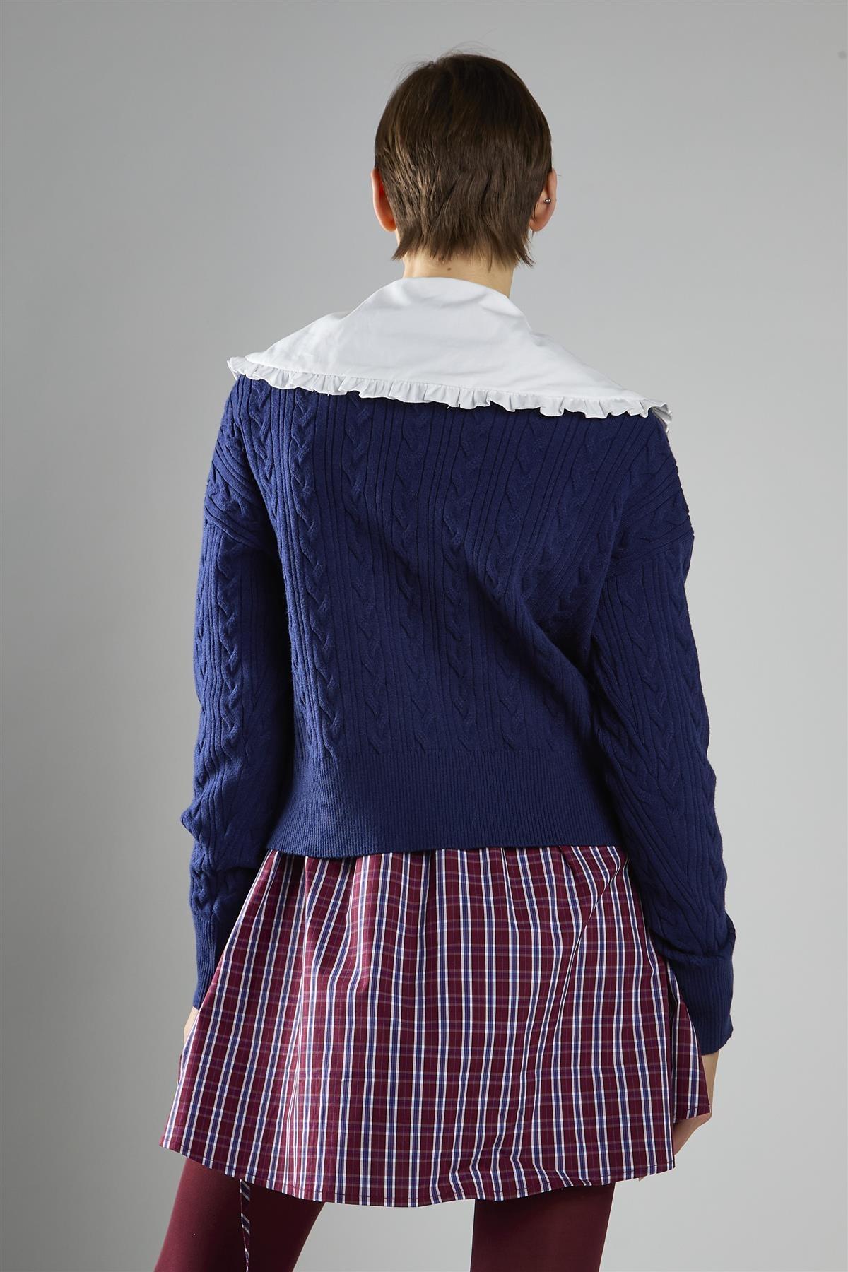 cardigan in maglia a balze AC4387 NAVY GLAMOROUS 