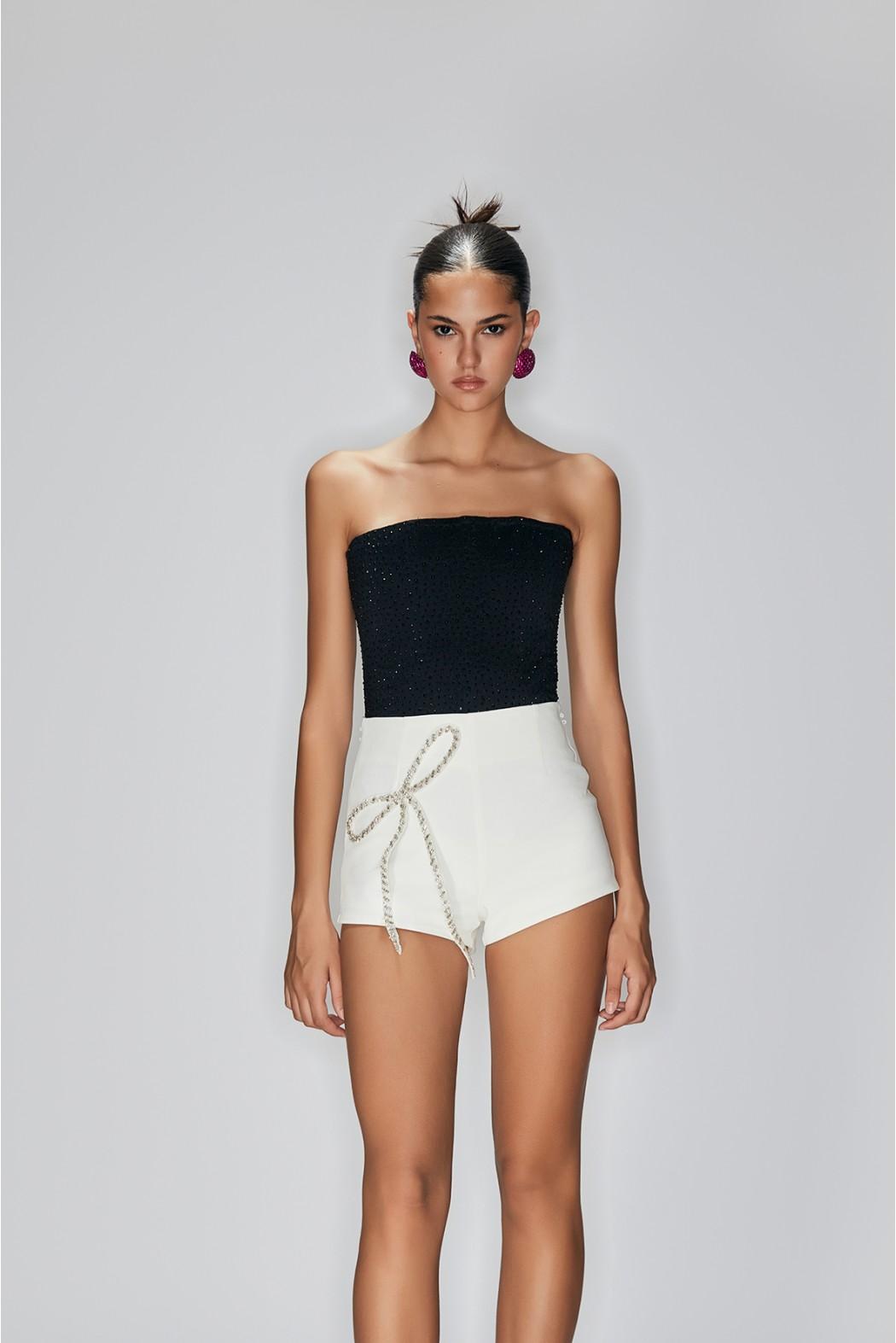 Shorts con fiocco in strass PORTOBELLO BIANCO ODI' ODI' 