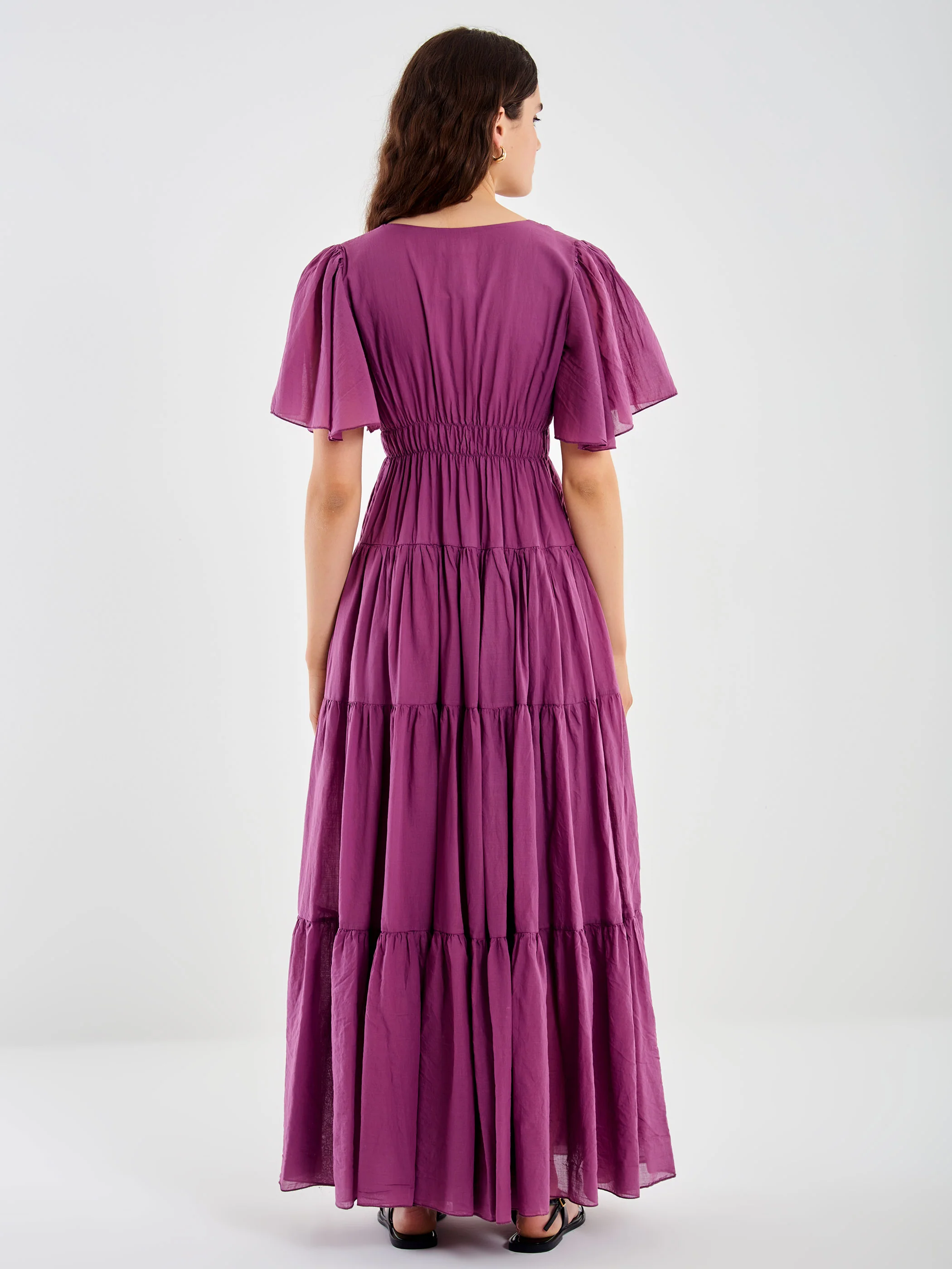 abito lungo a balze TD2470 VIOLA VICOLO 