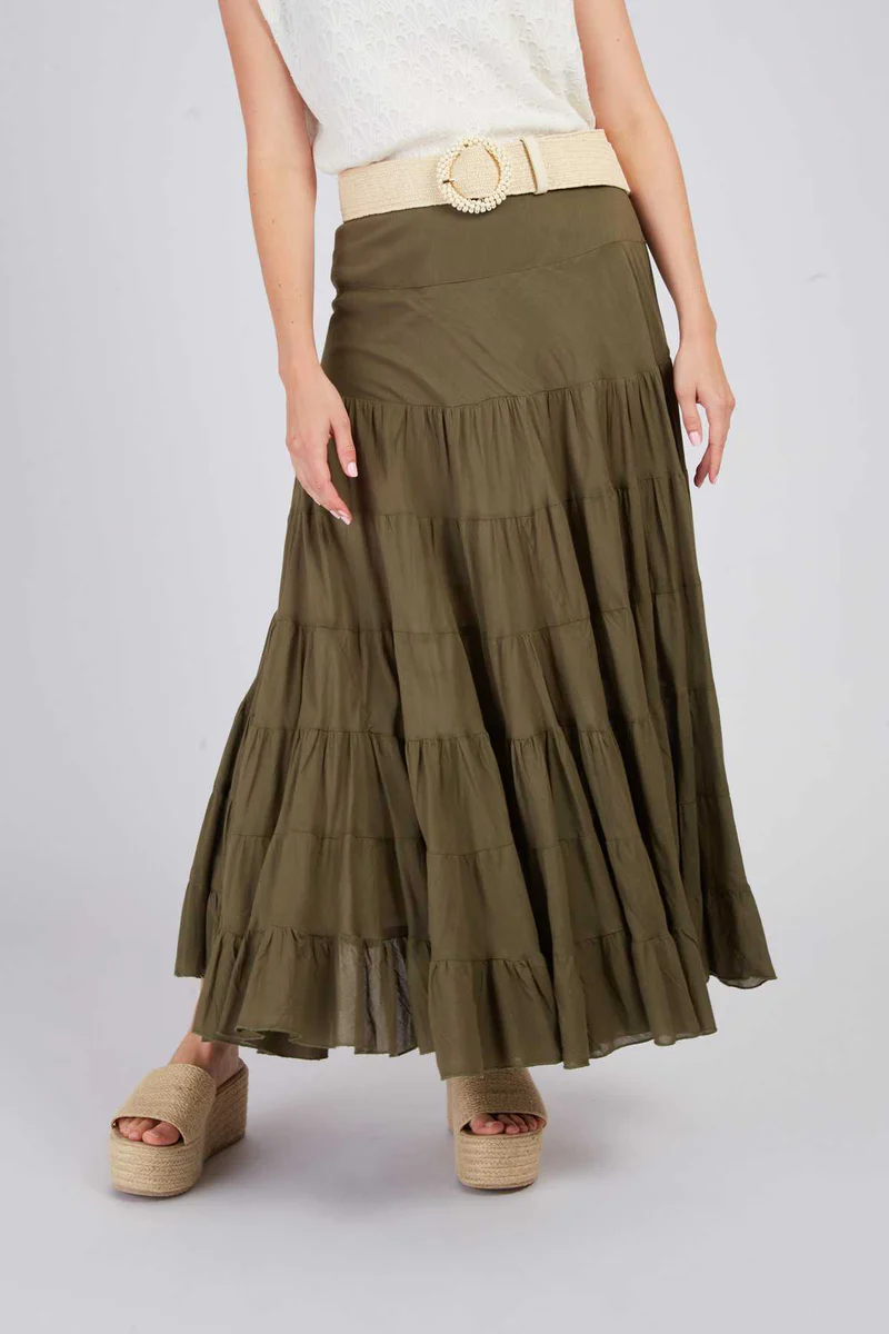 gonna lunga bohemien P550009 KAKI DERHY 