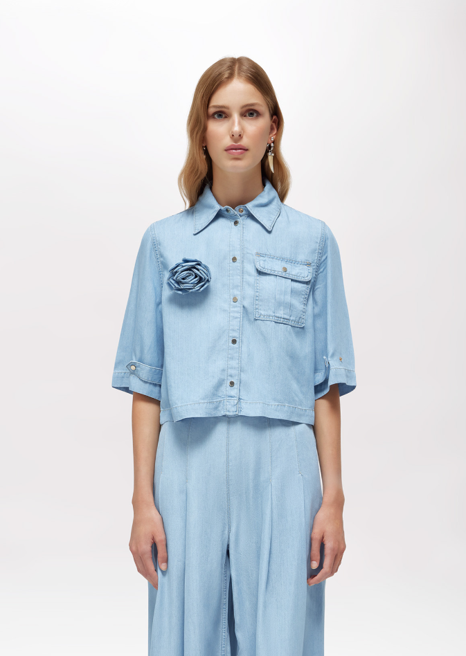 camicia boxy in denim RA6078D5049 77564 Blugirl 