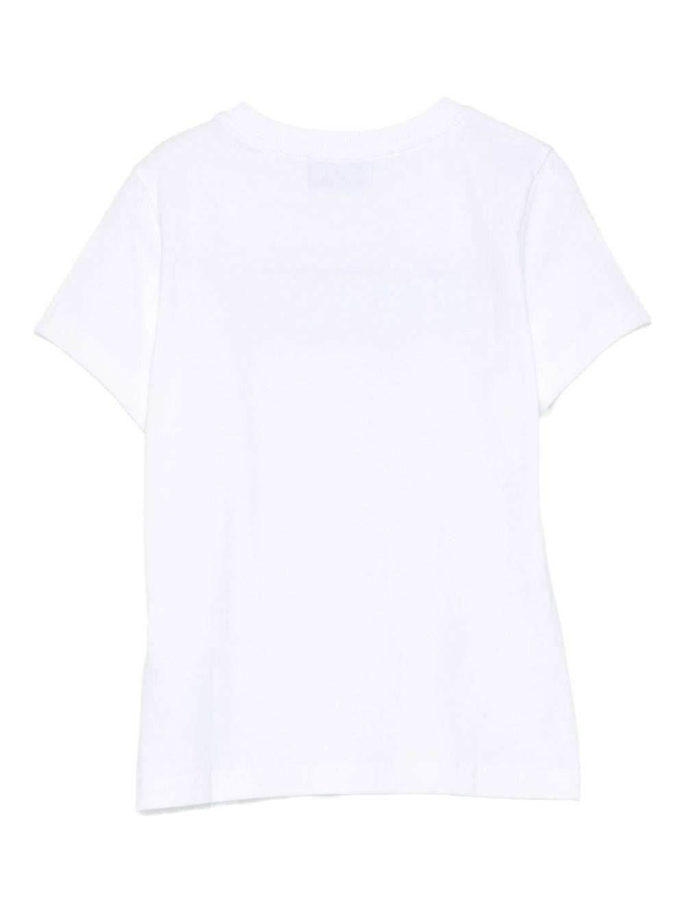 t-shirt con logo in contrasto HUM05JLBA24 10101 MOSCHINO KIDS 