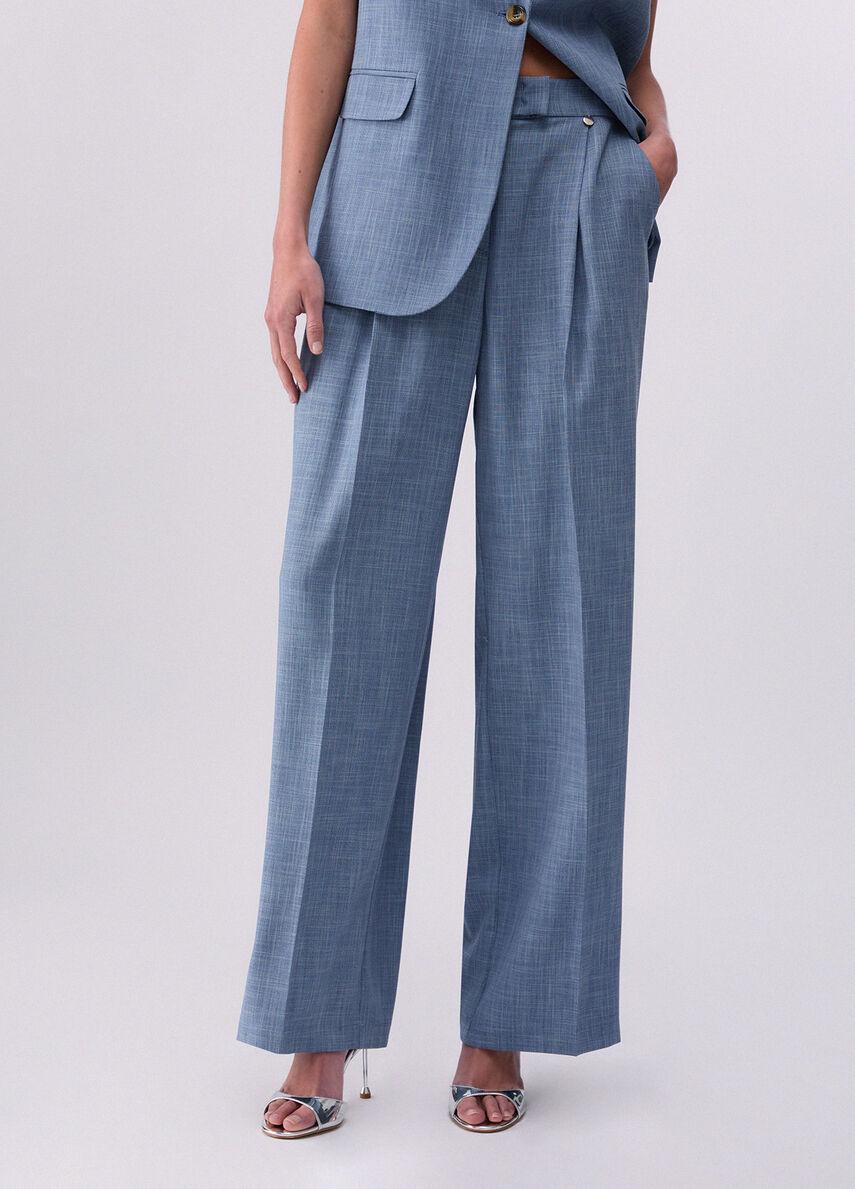 Pantaloni palazzo in tessuto melange WA6167T332A X0761 LIU JO WHITE 