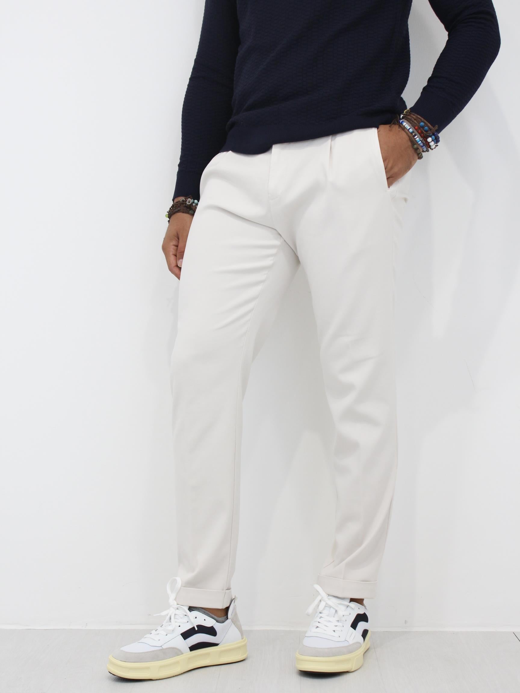 Pantalone in cotone una pinces RETROGD0130 LATTE8 BERWICH 