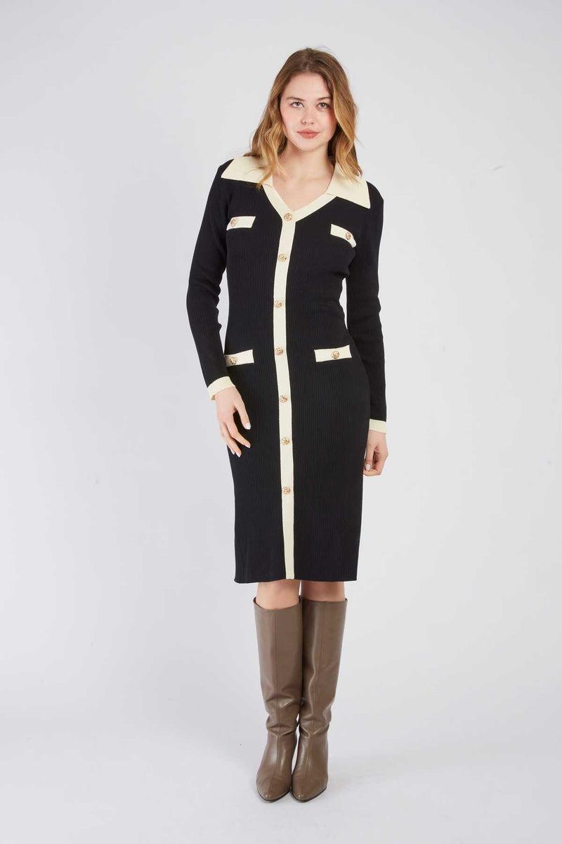 abito con collo a camicia A512050 NOIR DERHY 