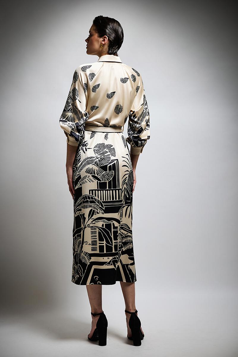 abito elegante con cintura T4604 PRINT TWINS 