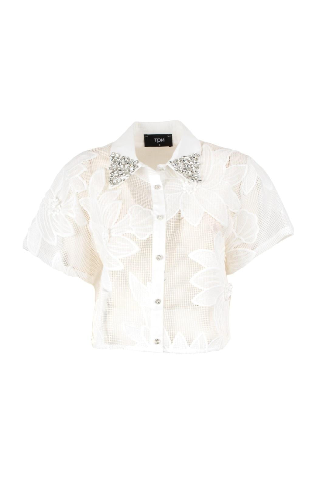 camicia con lavorazione floreale FREER 25S6 BIANCO TPN 