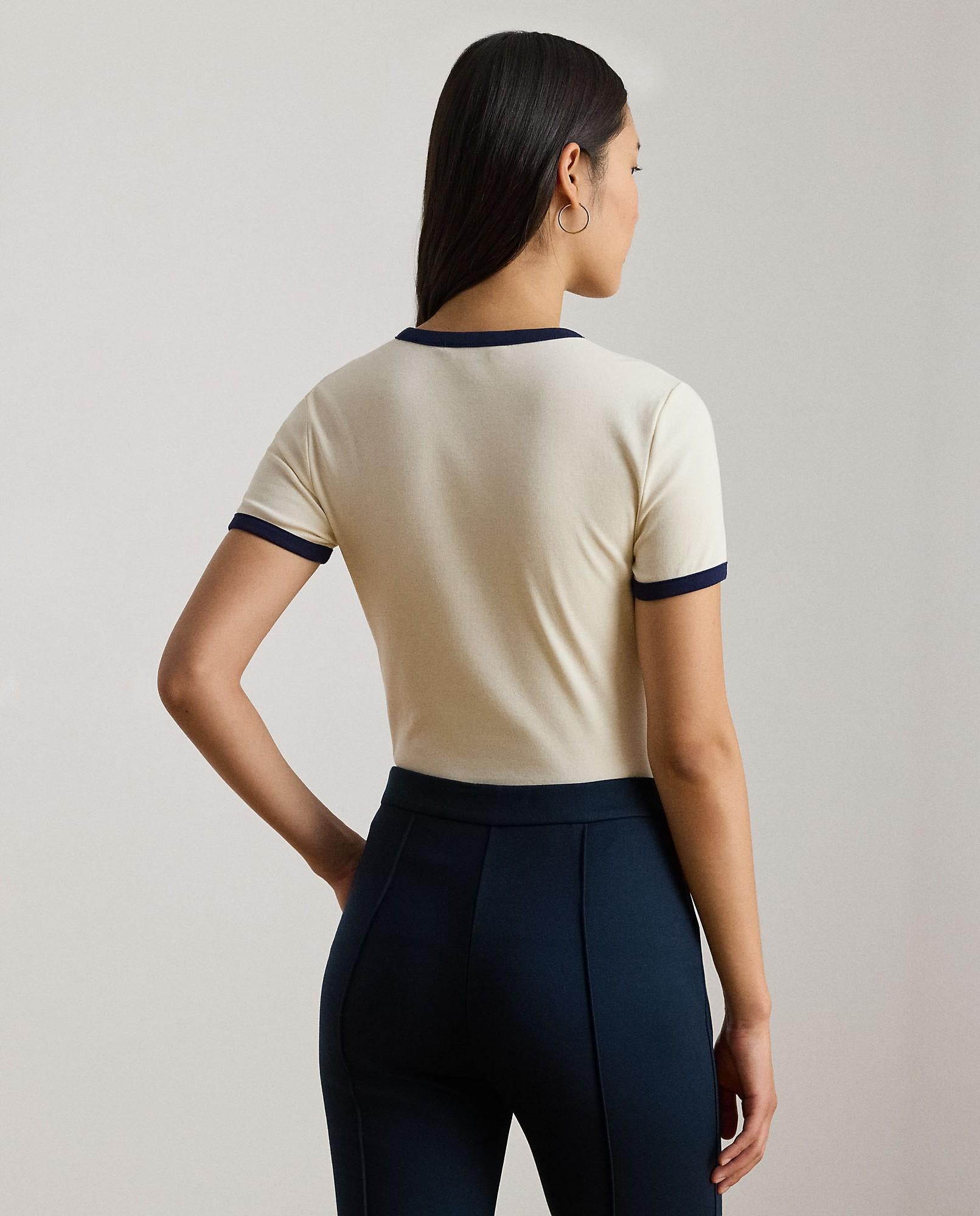 t-shirt bicolor in cotone 200-P09077 002 LAUREN RALPH LAUREN 
