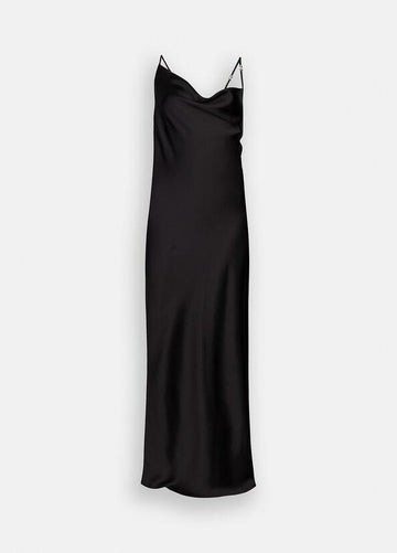 abito lungo in raso CF5090T2956 22222 LIU JO BLACK 