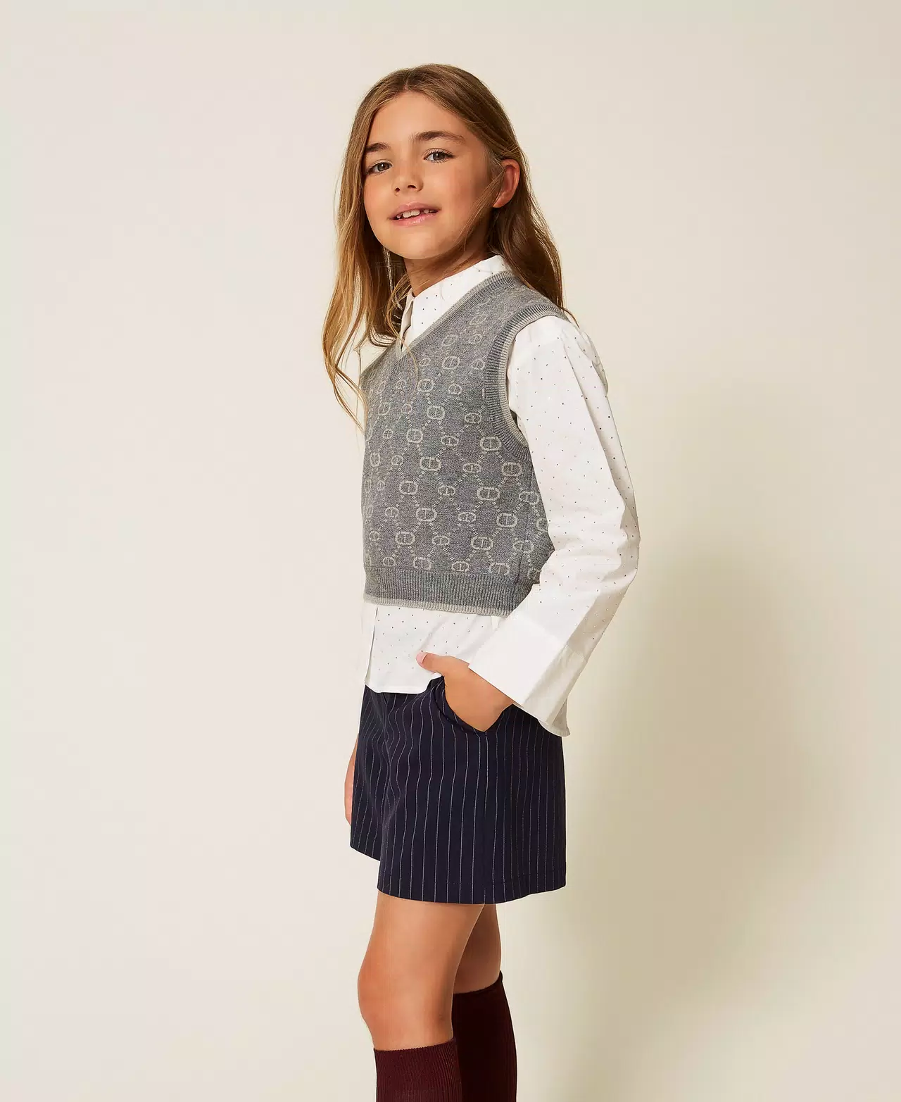 shorts gessato con logo 252GJ2041 12713 TWINSET GIRL 