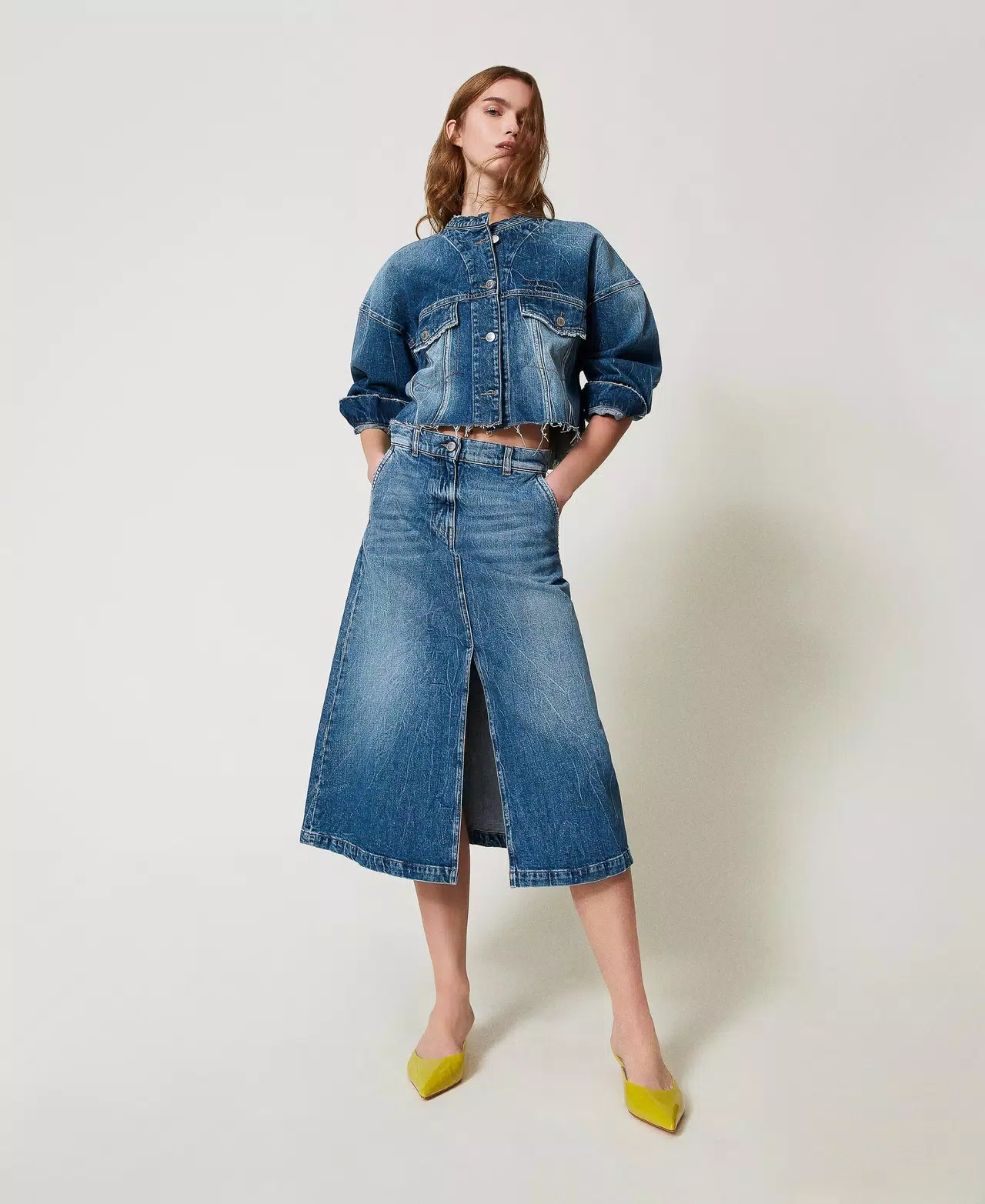 gonna longuette in denim 251AP2383 11453 TWINSET ACTITUDE 