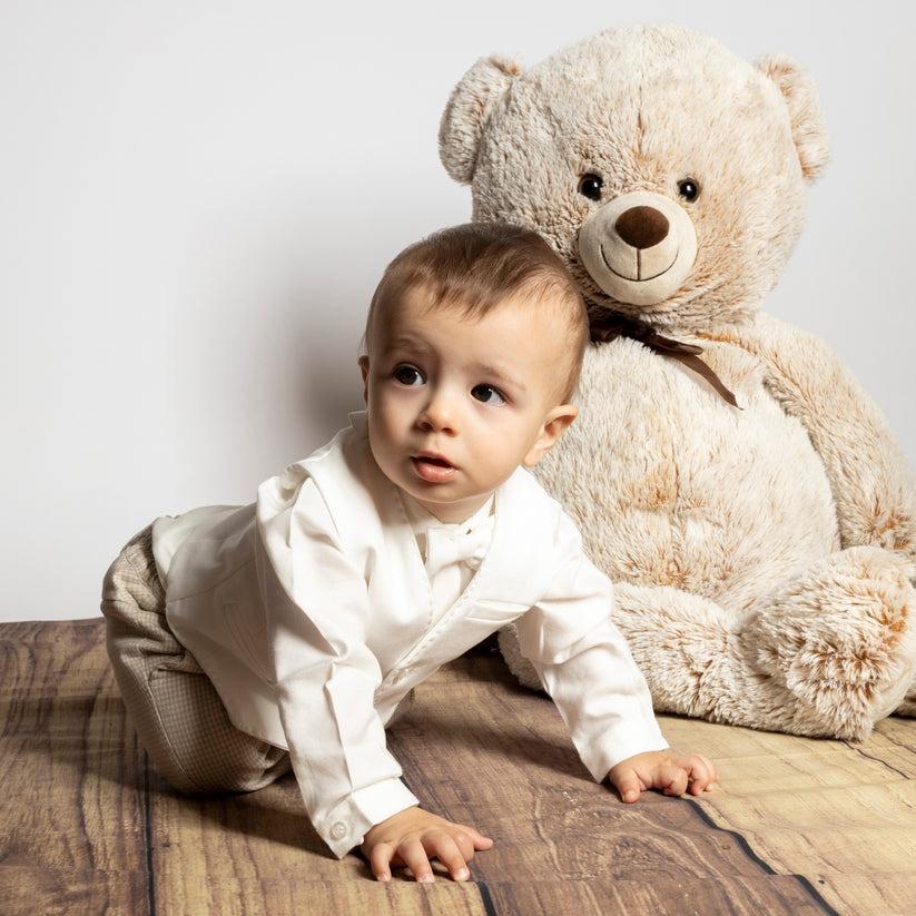 pantalone pied de poule MF1681I BEIGE MANUELL&FRANK 