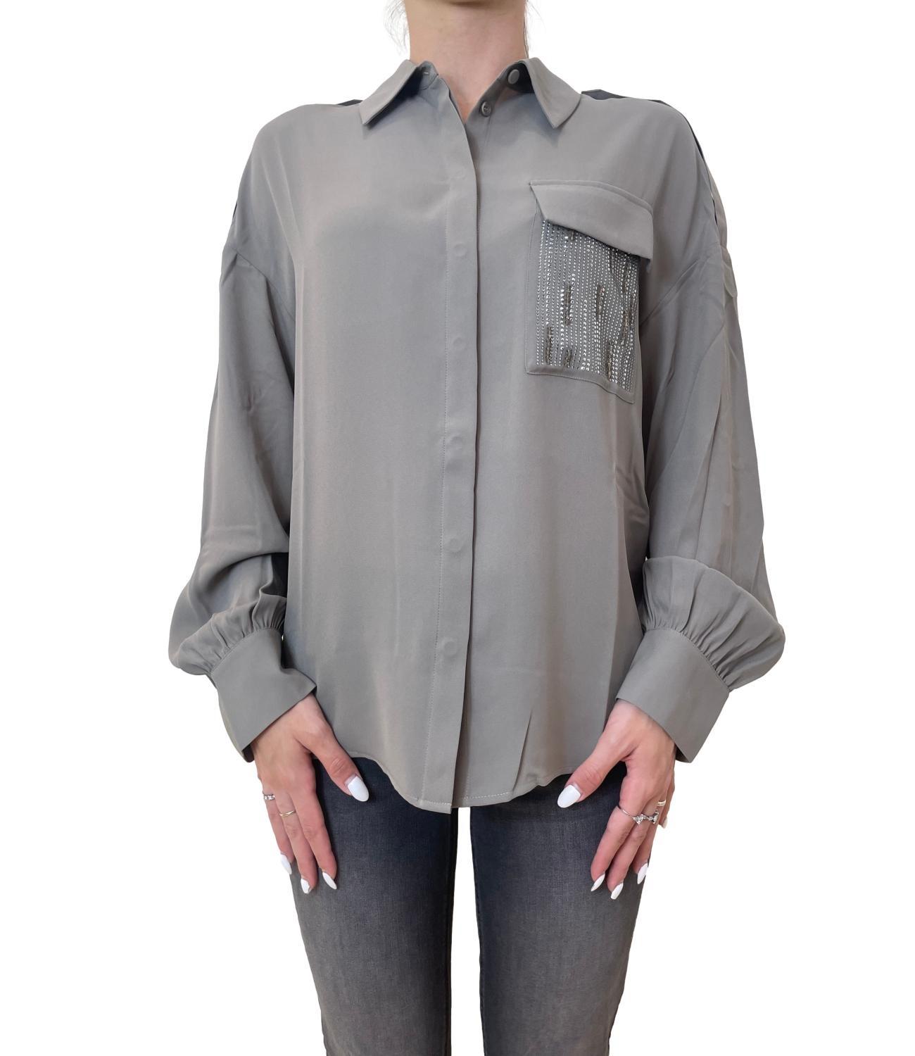 camicia con applicazione taschino CF5210TS109 X0707 LIU JO BLACK 