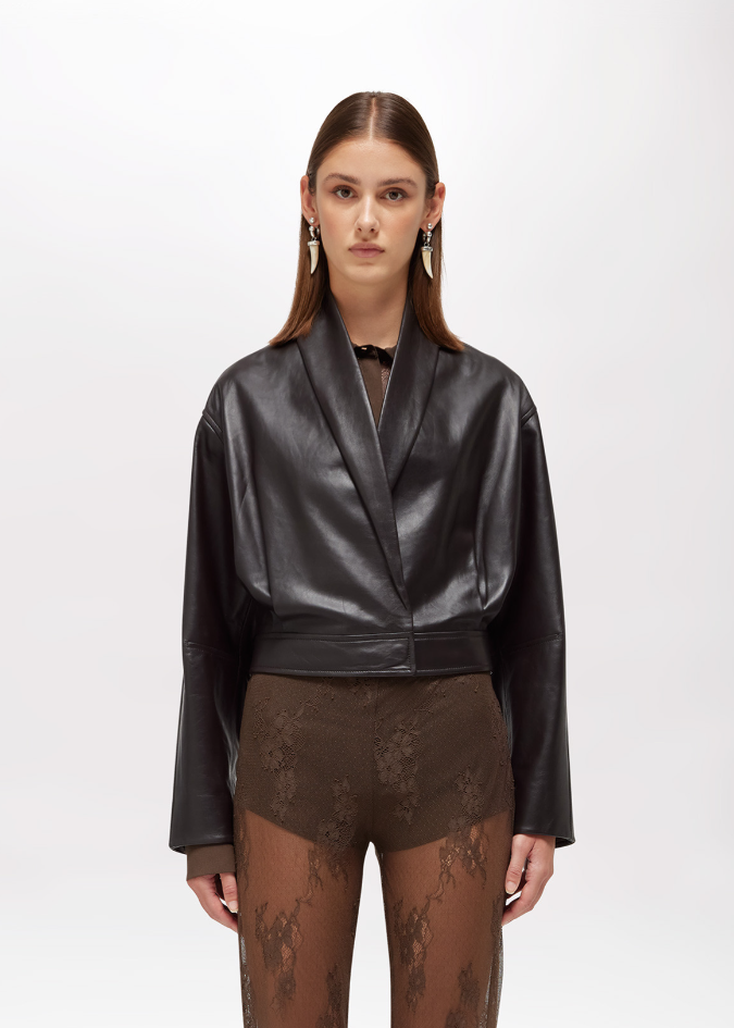 bomber in pelle RA6030P0356 90913 Blugirl 
