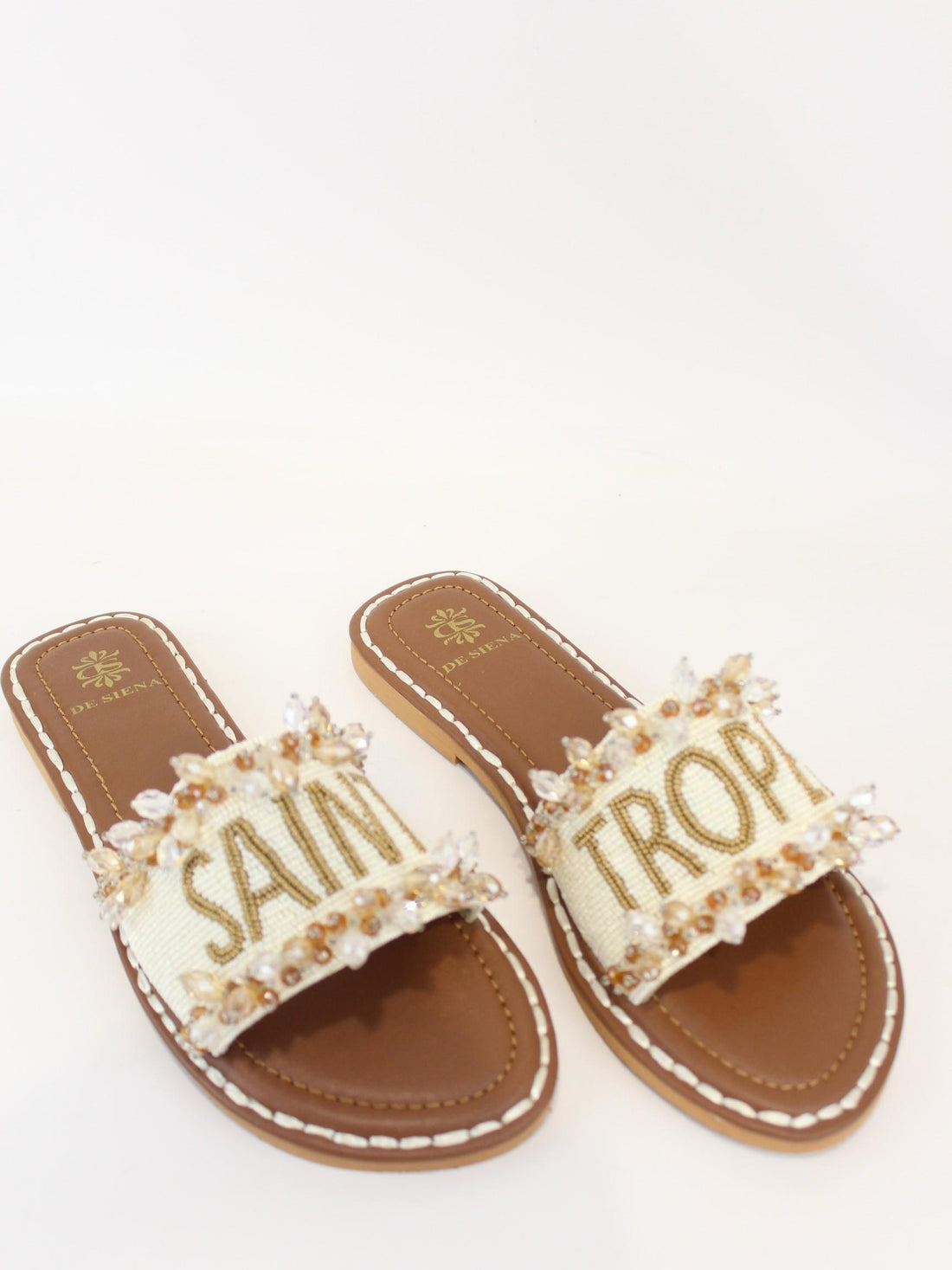 Ciabatta bassa saint tropez con gioiello SAINT TROPEZ OFFWHITE GOLD DE SIENA 