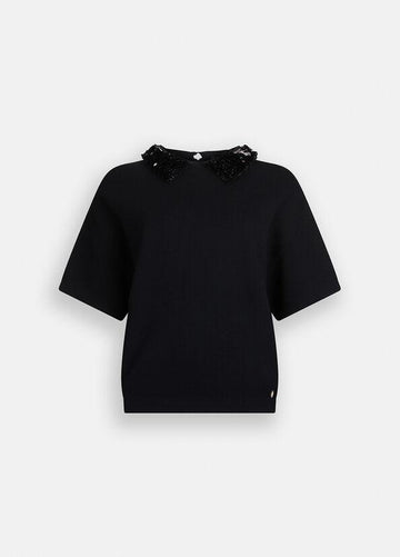 maglia con pailettes CF5038MS55N 22222 LIU JO BLACK 
