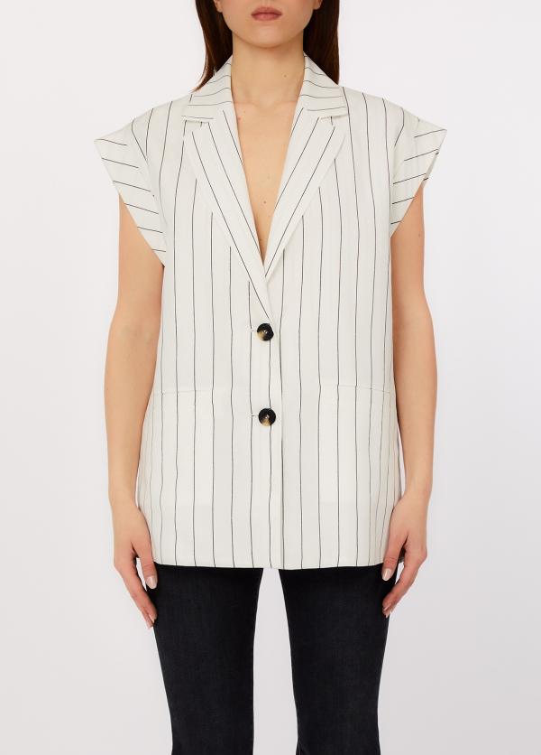 gilet gessato WA6369T4818 03Q45 LIU JO WHITE 