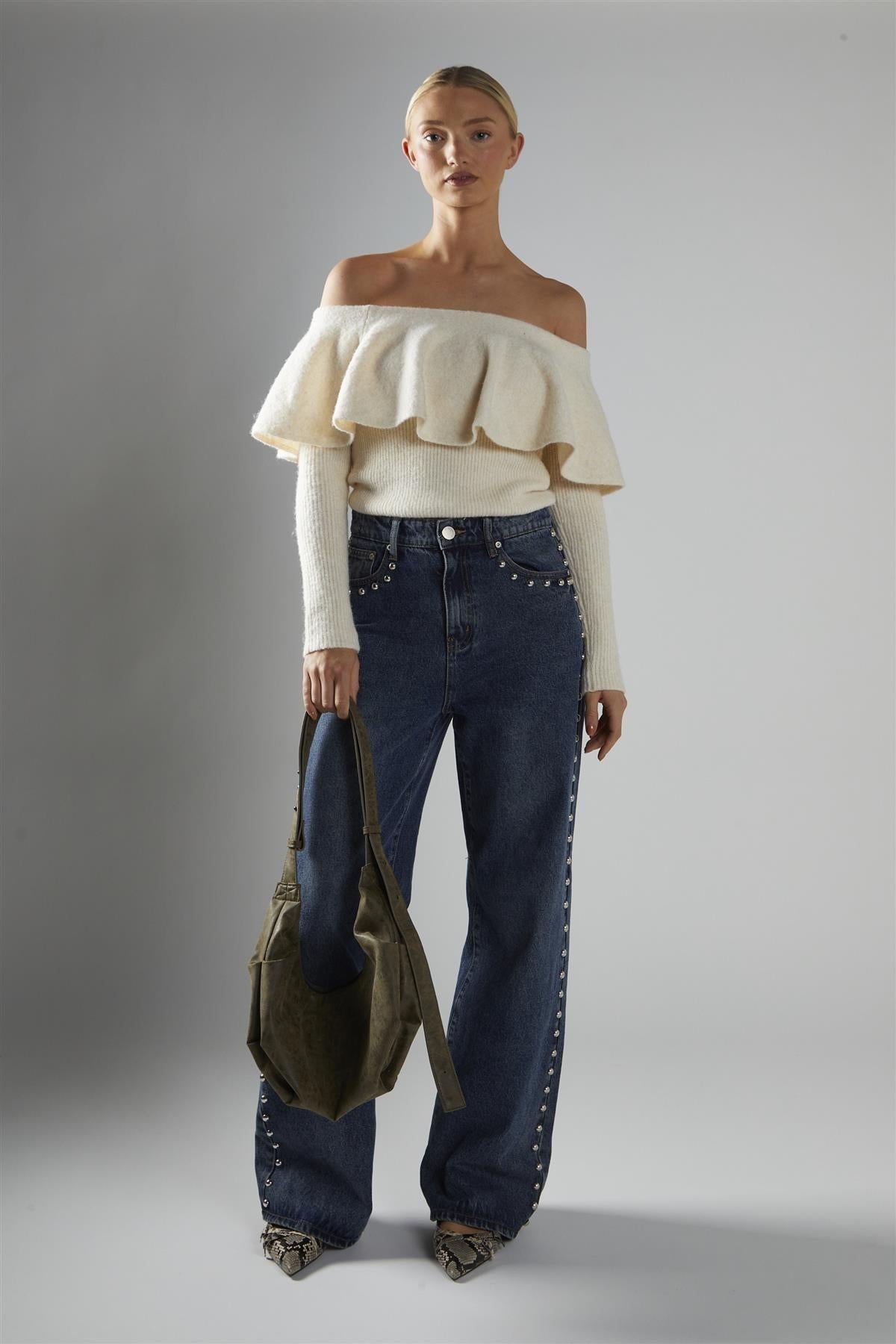 jeans con borchie AN5371 DARK GLAMOROUS 