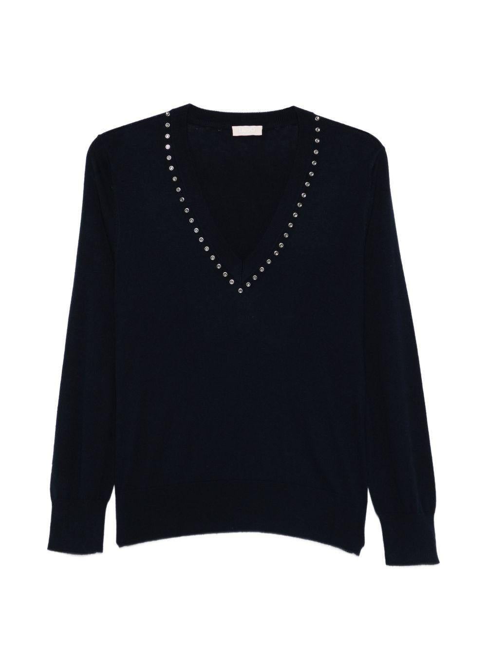 maglia con scollo V WA6139MA16R 93924 LIU JO WHITE 