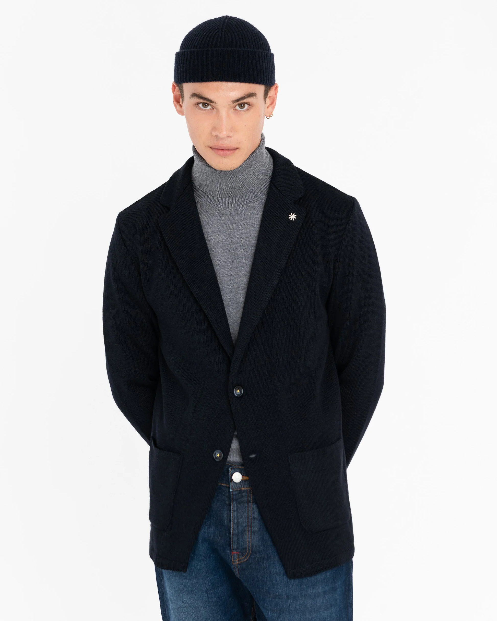 giacca in maglia con logo 3732M590 243771 89 MANUEL RITZ 