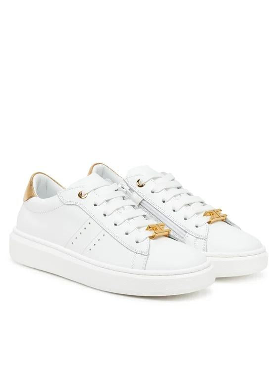 sneakers in pelle e contrasto oro F4A9E0034 BIANCO/ORO ELISABETTA FRANCHI 