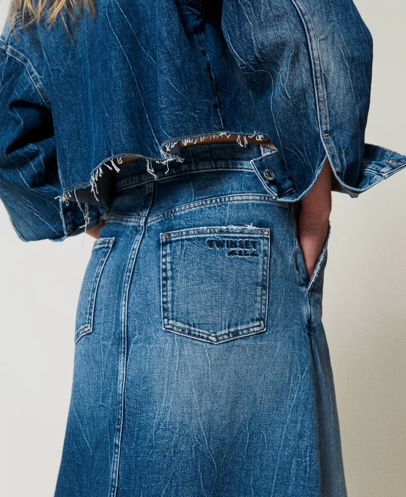 gonna longuette in denim 251AP2383 11453 TWINSET ACTITUDE 