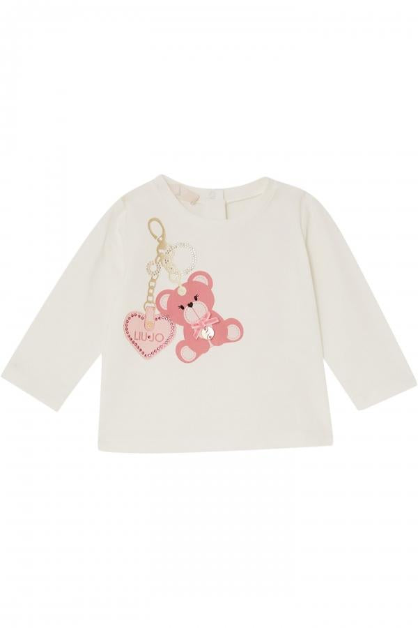 t-shirt con applicazione orsetto HF5052J0088 M9816 LIU JO JUNIOR 
