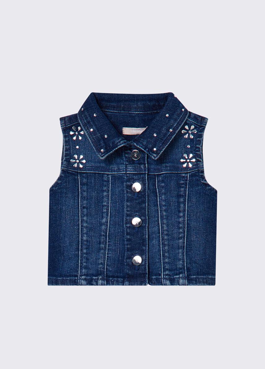 Gilet in denim con ricamo gioiello KA6071D3246 79069 LIU JO JUNIOR 