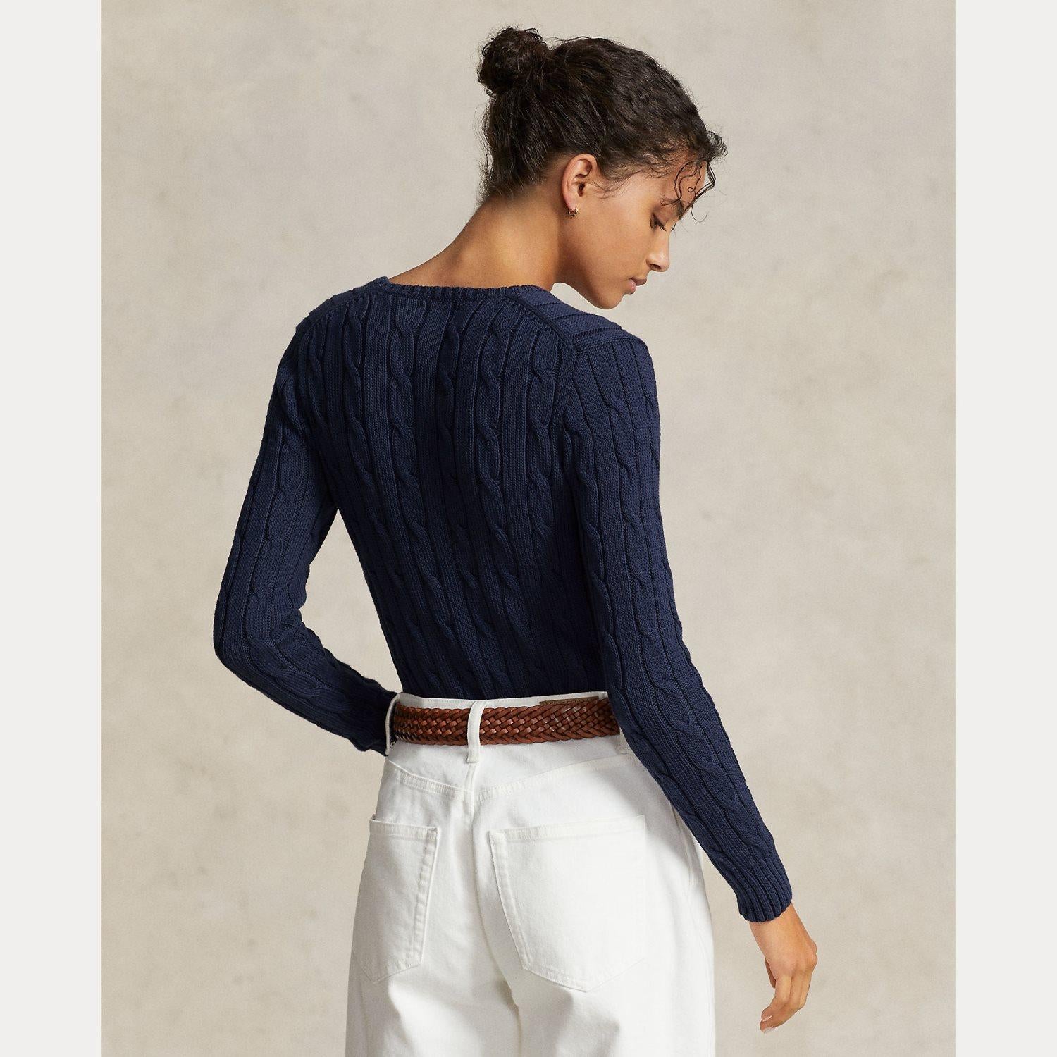 maglia con scollo a v e trecce 211-891641 002 RALPH LAUREN POLO 
