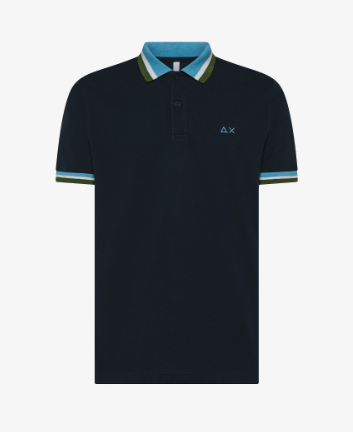 polo con colletto in contrasto A35117 NAVY BLUE SUN68 