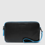 PIQUADRO pochette in pelle con tasca frontale Nero