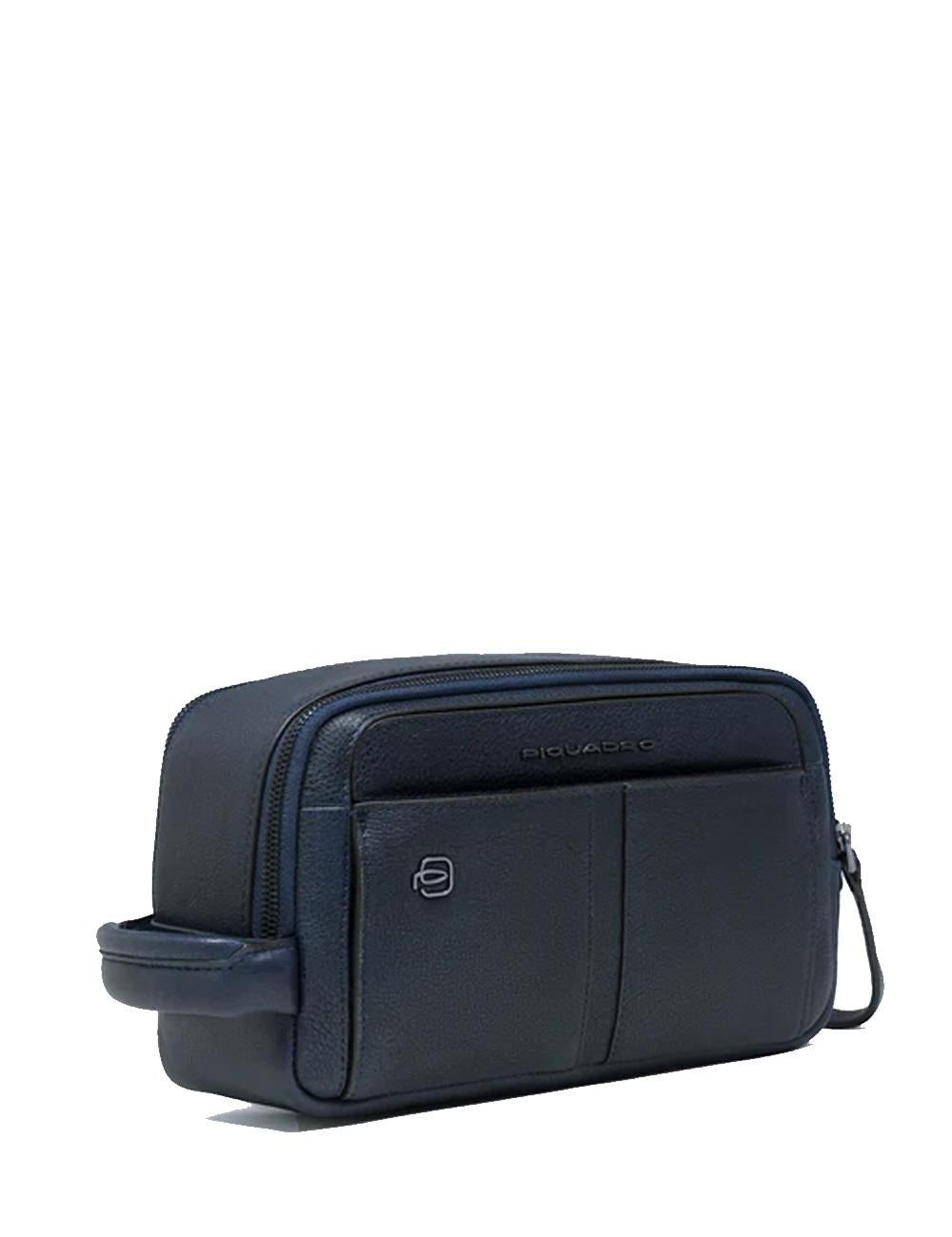beauty case in pelle BY6021W130 BLU PIQUADRO 
