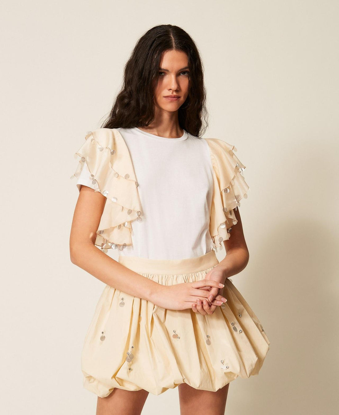 t-shirt con maniche voile 261AT2210 13553 TWINSET ACTITUDE 
