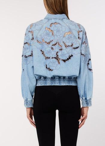 giubbino con ricami traforati UA6227D4286 78978 LIU JO DENIM 